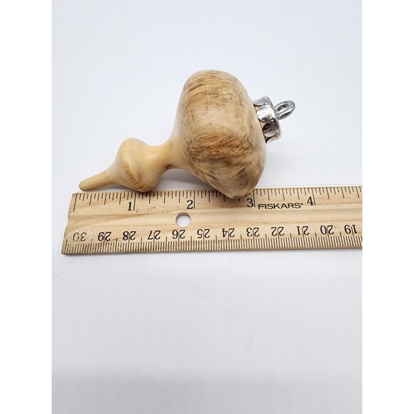 Handmade Set of 2 Wooden Ornaments Unique Finial Shaped Light wood Minimalist - Picture 12 of 12